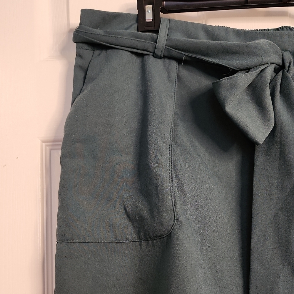 A New Day High Waist Teal Shorts with Bow. - Picture 3 of 9